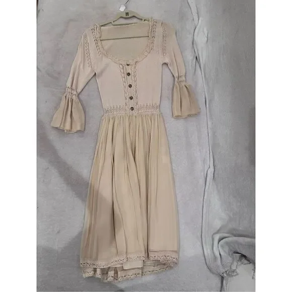 Women’s cream long sleeve dress size M - Picture 3 of 11